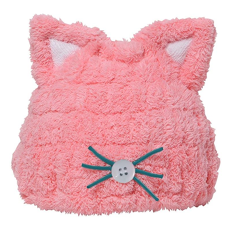 1pc Cute Cat Ear Hair Towel Cap for Women Quick Dry Super Absorbent Microfiber Turban with Feline Ears,Soft Plush Bathroom Accessory for All HairTypes