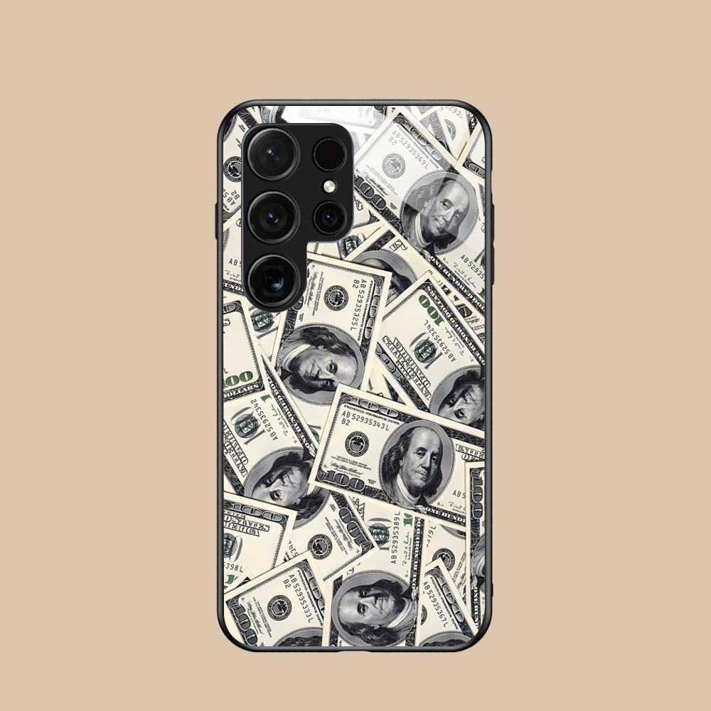 USD Dollar Glass Mobile Phone Case for Samsung Galaxy S26 S25 S24 S23 S22 S21 S20 Note20 Plus FE Ultra Colorful Cover