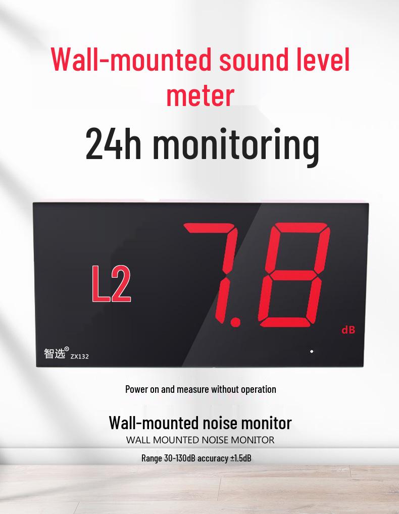 Digital Wall-Mounted Decibel Meter: School Sound Level and Noise Volume Tester