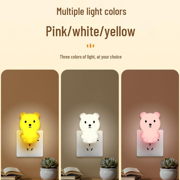 Cross-Border Night Light: Sleep-friendly Bedside Lamp with Soft, Energy-Saving Illumination and Convenient Button Plug-in.