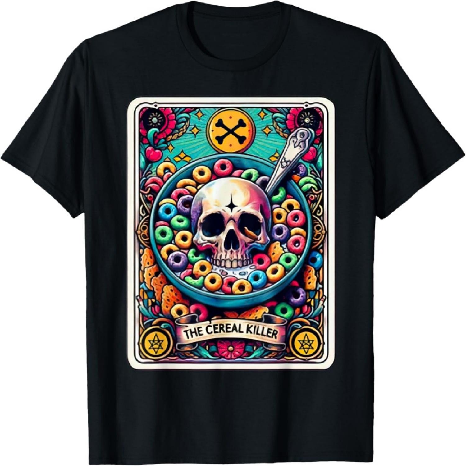 

Cereal Killer Funny Tarot Card T-Shirt, Small, Black S