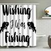 Romantic Black White Shower Curtain For Bathroom Decor Creative Fish Design Wishing I Was Fishing Shown In Bath