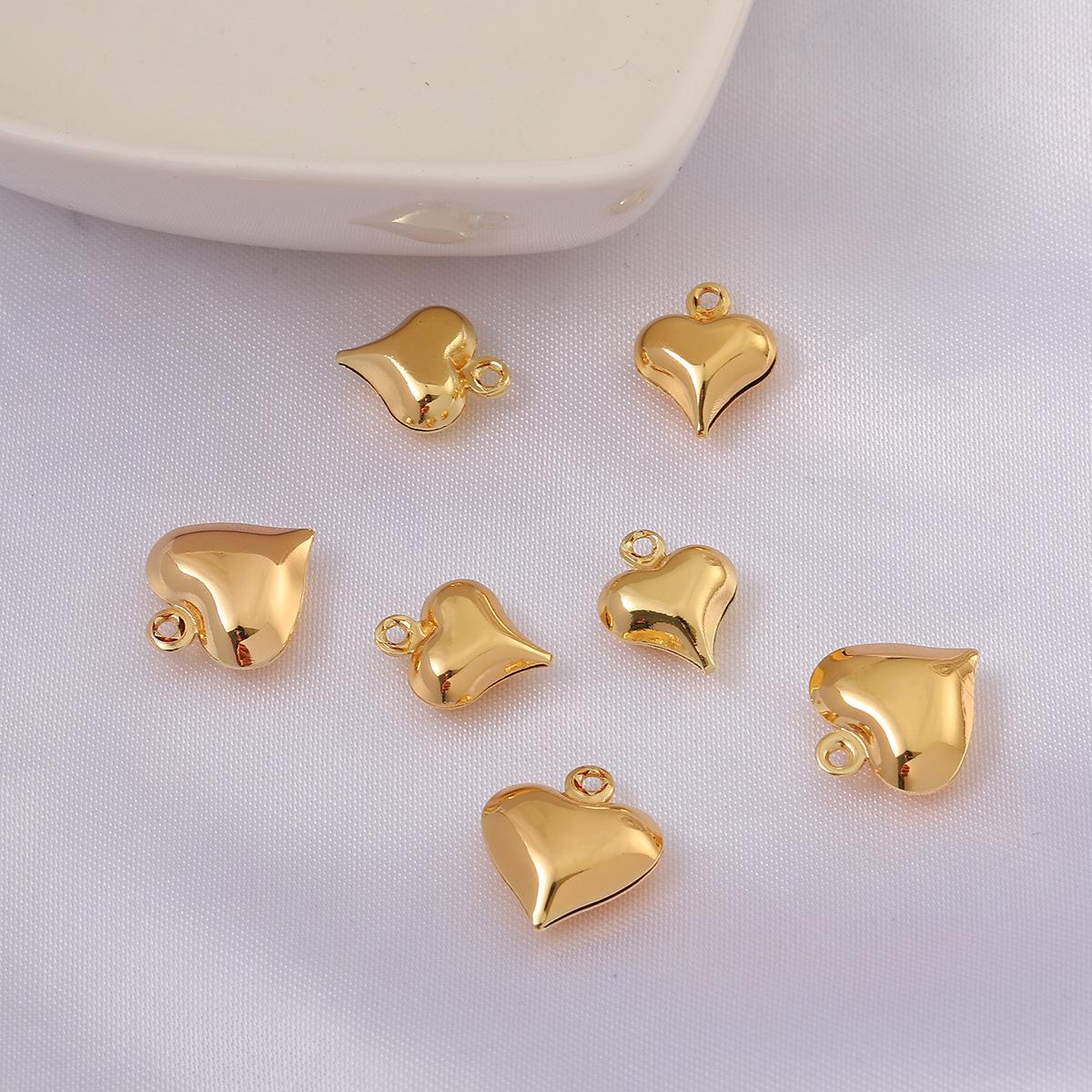 

Set of 5 Gold-Filled Fat Heart Pendant Jewelry Accessories: Bracelet, Necklace, Earrings - DIY Material