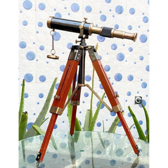 Stary mosiężny teleskop ze statywem i regulowanym stojakiem - antyczny mosiężny teleskop stołowy, prezent dla taty, prezent walentynkowy