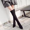 European and American Autumn and Winter Knitted Elastic Thin Legs Over the Knee Boots Women's Pointed High-heeled Wool Boots Thick-heeled Knight Boots