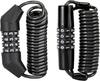 2Pcs Motorcycle and Bike Helmet Lock - 4 Digit Cable Lock, Retractable Luggage and Stroller Lock, Black, 2Pcs