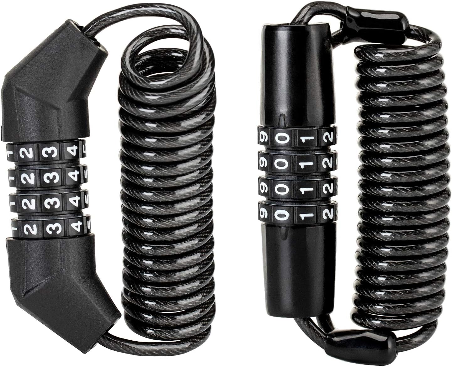 

2 шт. Замок для мотоциклетного и велосипедного шлема - 4-значный тросовый замок, выдвижной замок для багажа и коляски, черный, 2 шт. чёрный