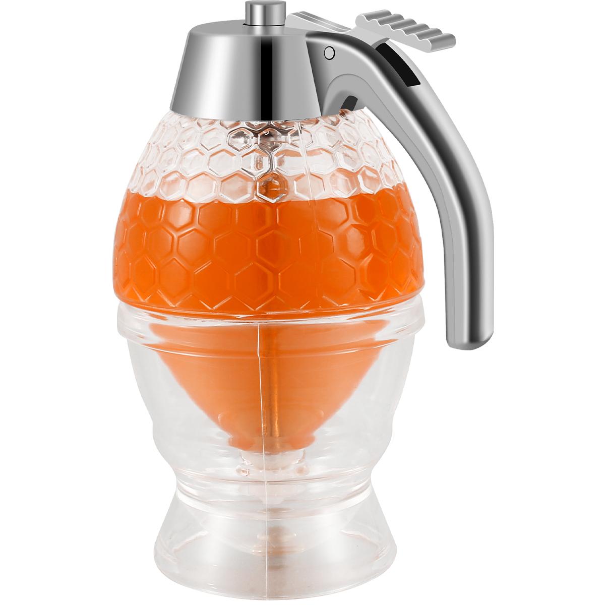 

200ML Diamond Shaped Glass Honey Dispenser with Stand Large Capacity Oil Dispenser Multi-functional Oil Bottle Vinegar and Sauce