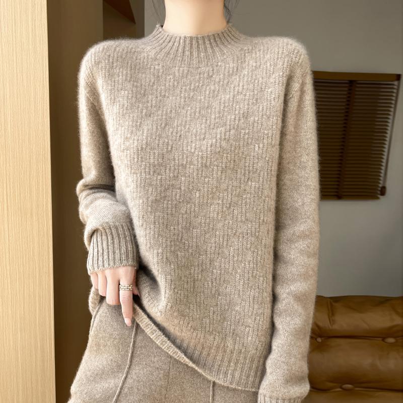 Women's Cashmere Sweater Qinghe Cashmere 30% Cashmere 70% Wool Women's Autumn and Winter Thick Cashmere Pullover Soft and Warm