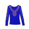 Autumn and Winter Diamond Lace Long-sleeved T-shirt for Women with Age-reducing Slim Fit and Versatile Base Shirt Top