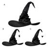 Halloween Hat Super Soft Wide Brim Friendly To Skin Wear Resistant Washable Enhance Atmosphere Cloth Bat Pendant Style Witch