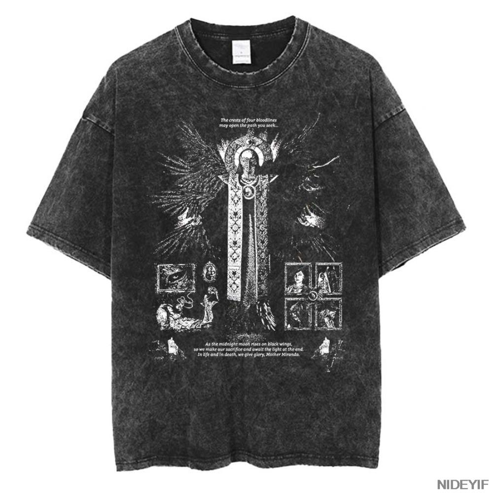 Virus 1990S Resident Evil Biohazard Leon Kennedy Oversized T Shirt Cotton Vintage Washed T-shirt for Men Women L