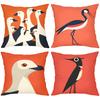Stylish Bird Pattern Orange Cushion Covers for Home Polyester Pillowcase, Sofa Decorative Cushion Cov Headboard Pillow