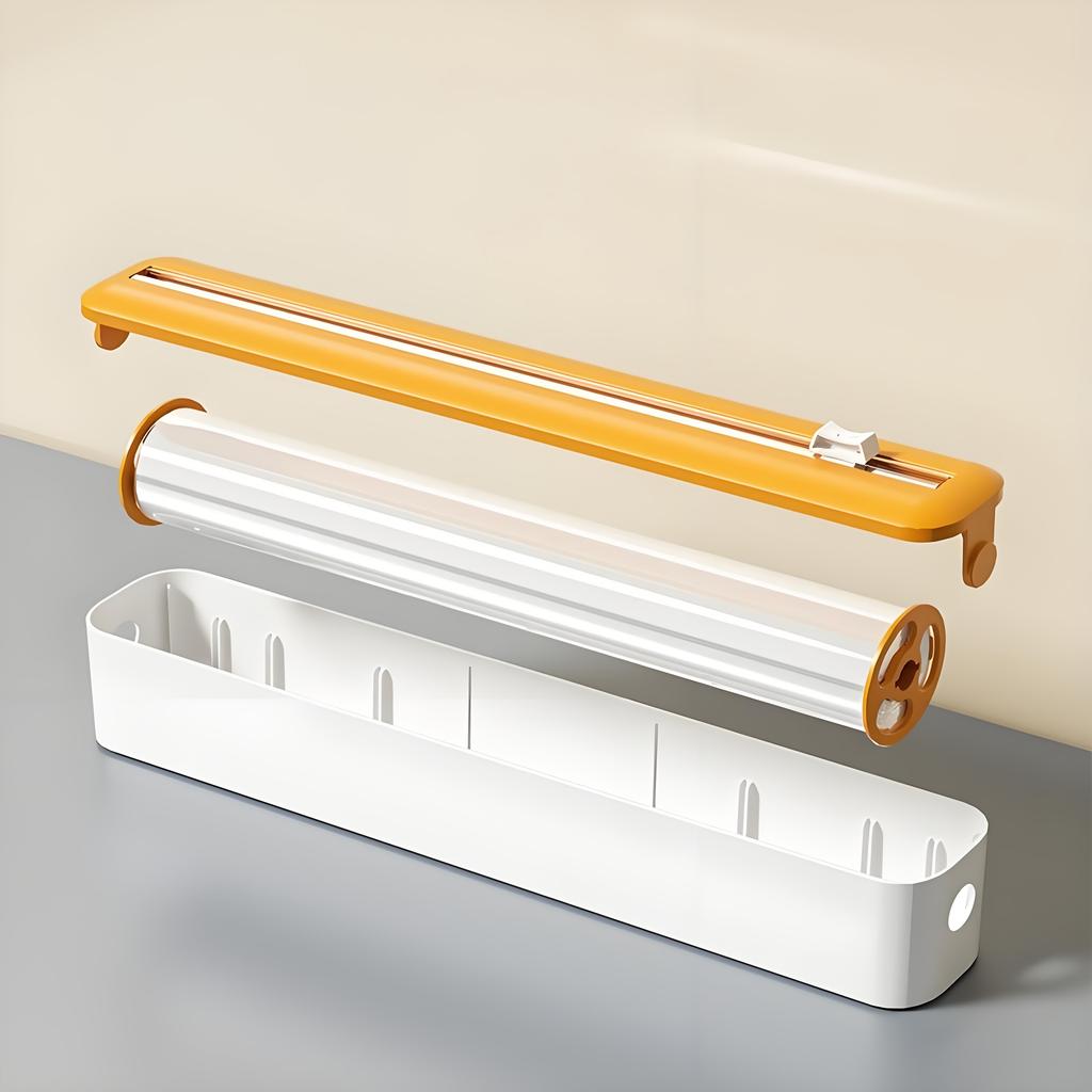 1pc Plastic Cling Film Dispenser Cutter Saran Wrap Dispenser Aluminum Foil Slider Cutter Saran Wrap Organizer Kitchen Tools