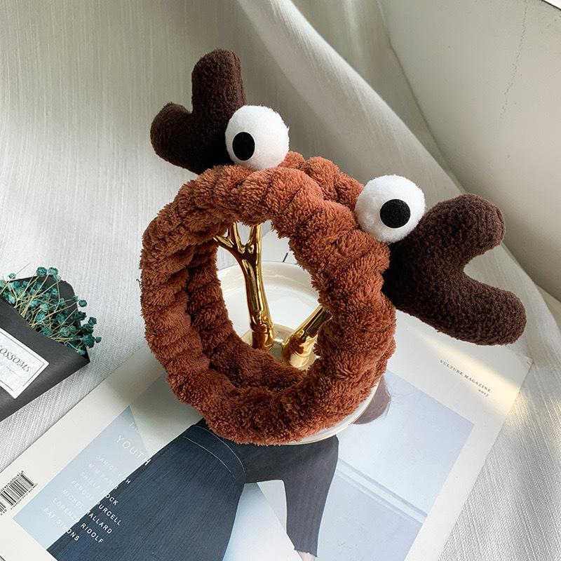 Custom Logo OMG Bowknot Wash Face Hairband Rabbit Cat Ear Cute Plush Lady Soft Women Elastic Hair Band Flannel Make up Headbands