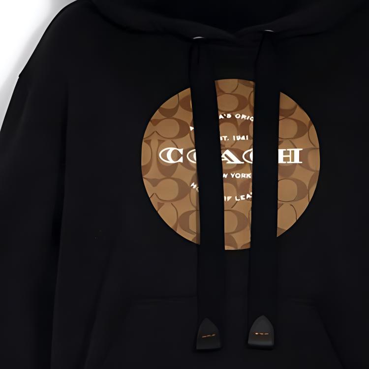 COACH Sweatshirts Unisex Black Hooded Moderate Straight Fit 89639-BLK