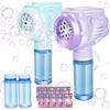 Automatic Bubble Guns with Light, Zealous 2pc High Output Bubble Machines with Bubble Solution & Bubble Concentrate,Handheld Battery Operated Bubble