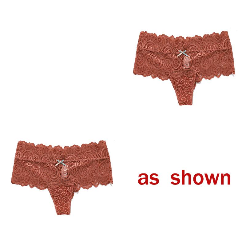 2Pcs/Lot Women Sexy Lace Panties Bow Low-Rise Temptation Lingerie Female G String Transparent Underwear Embroidery Thong Intimates