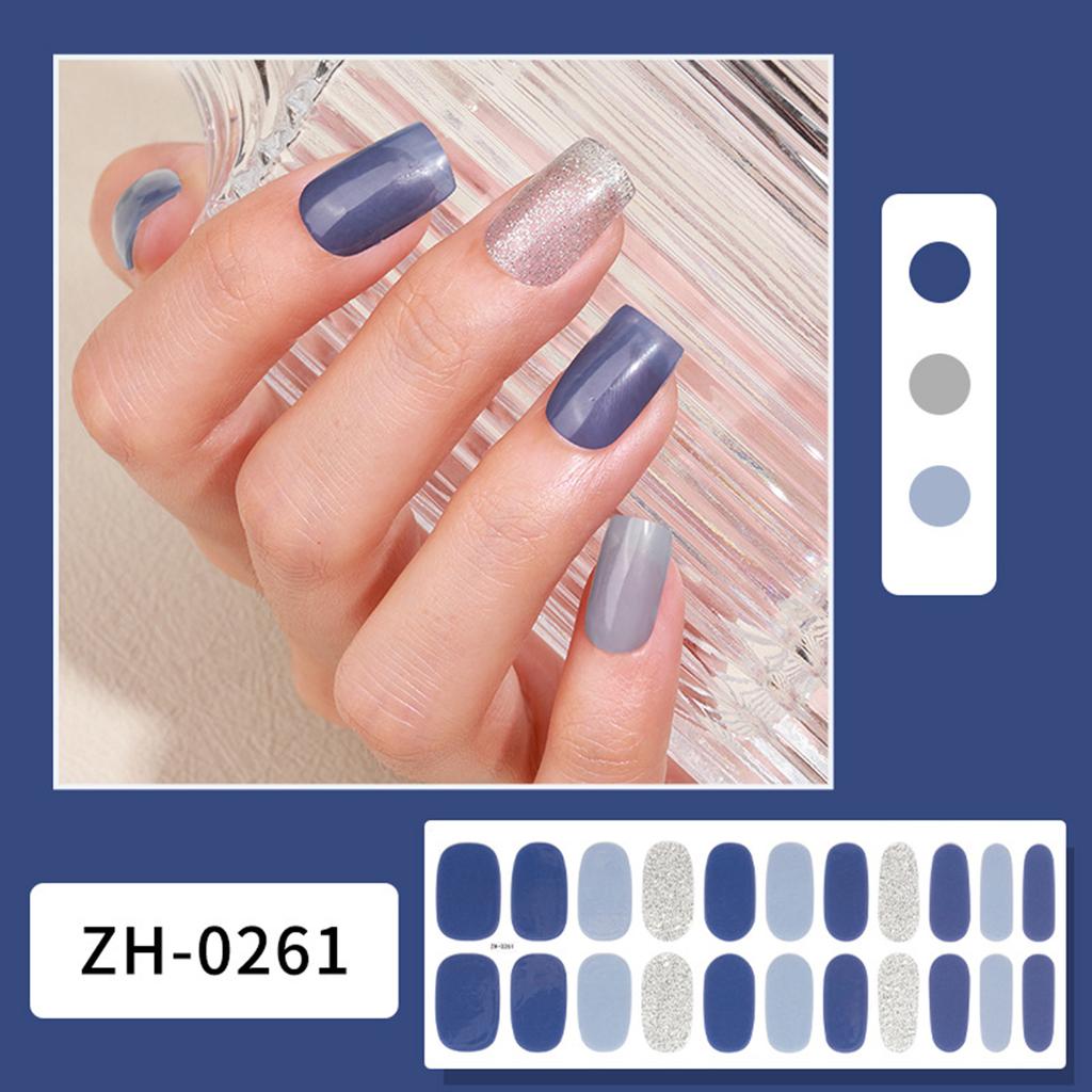 Semicured Gel Nail Stickers UV/LED Lamp Required 22 Gel Nail Polish Wraps Fashion Design Gel Nail Art Stickers for Women