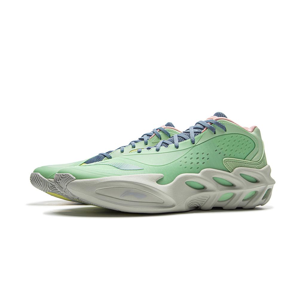 Li Ning XinSheng Cushioning Slip Resistant Abrasion Resistant Lightweight Rebound Mid top Basketball Shoes Men's Green ABAV027-6