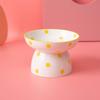 Ceramic Tall Footed Drinking Water Bowls, Anti Overturning Oblique Mouth, Neck Protection, Round Dot Cat Bowl, Pet Articles, 1Pc
