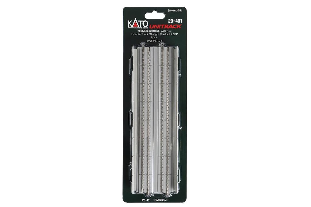 KATO N gauge double track elevated straight track 248mm 2 pieces Railway model supplies 20-401