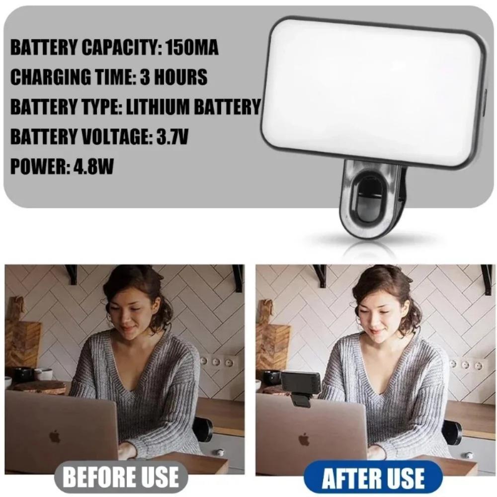 Mini Selfie Fill Light TYPE-C Rechargeable 3 Color Adjustable Brightness Clip On For Mobile Phone Computer Fill Lighting