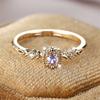 Simple Fashion Crystal Round Stone Ring White Zircon Small Square Engagement Rings For Women Vintage Gold Color Wedding Jewelry