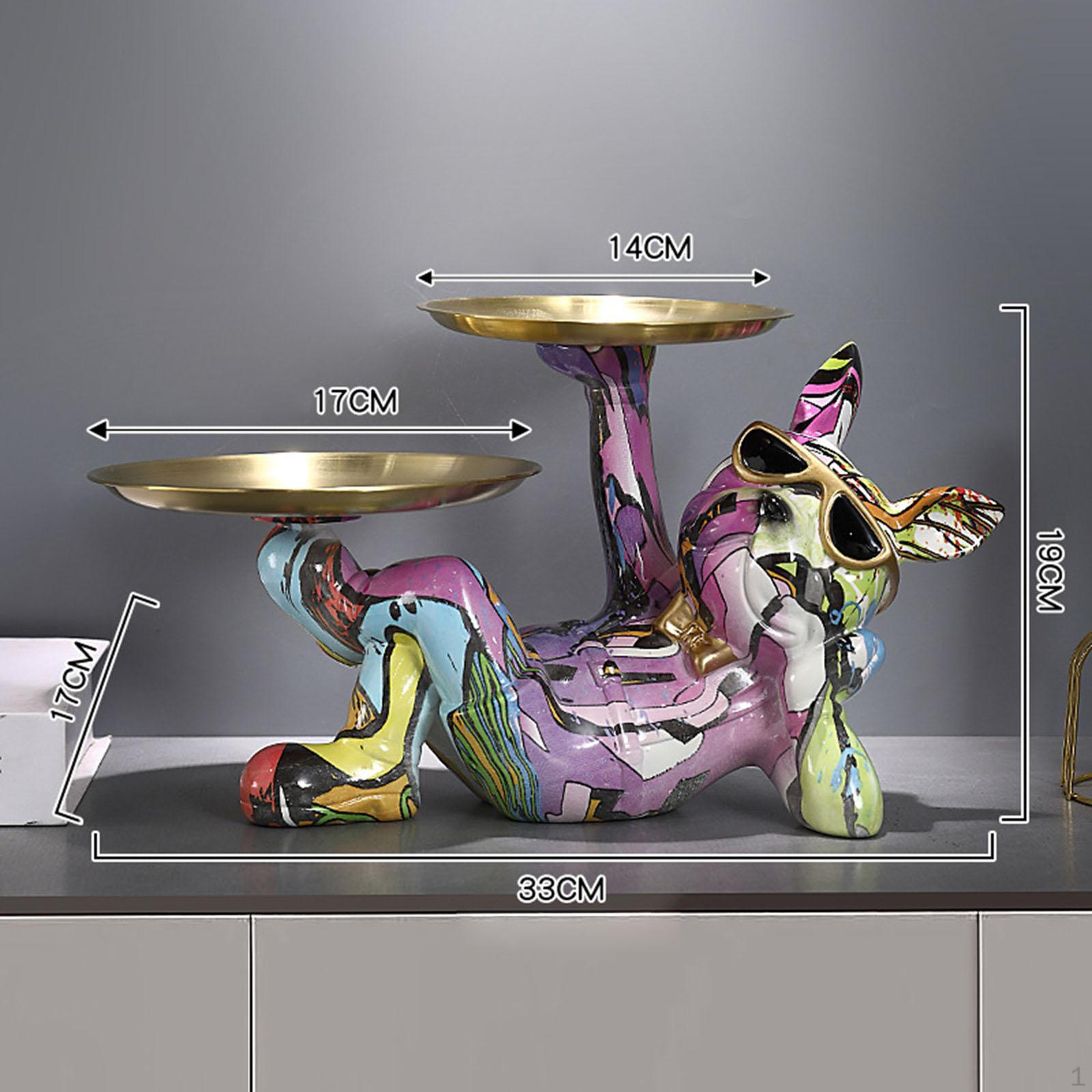 

Статуя бульдога с двумя лотками для хранения вещей для декора спальни, скульптура из смолы 33x19x17 см Style C