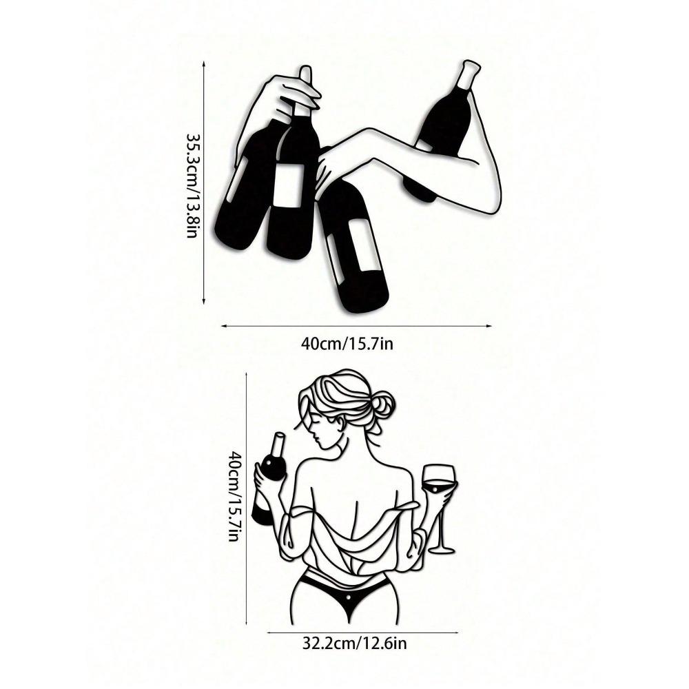 

Metal Wall Sculpture Abstract Wine Holder Art Minimalist Bar Decor Home Gift