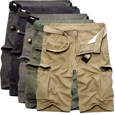 Outdoor Cargo Shorts Men Overalls Summer Cotton Comfortable Shorts Multi-pockets Work Large Size Casual Short Trousers No Belt