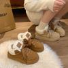 Platform Lace-Up Plush Cotton Shoes Women's Winter Outdoor Faux Fur Lined Thickened Anti-Slip Low Top Snow Boots Casual Sneakers