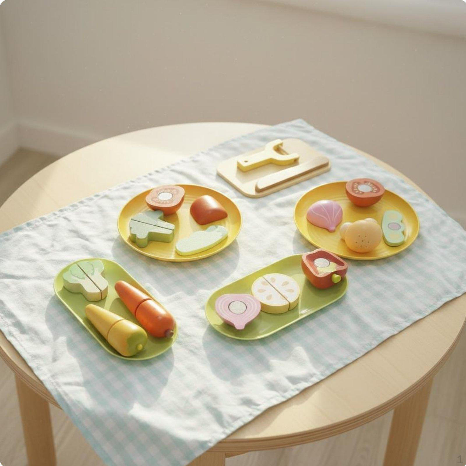 Wooden Cutting Food Toy Realistic Simulation Set Pretend Play Kitchen Vegetables SET