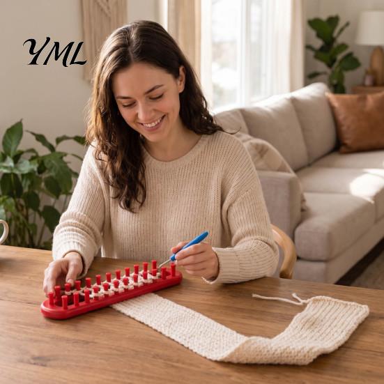 Knitting Loom Kit Long Hook Set, Beginner for DIY Hat Beginners Weaving Tool Scarf Shawl, Plastic Rectangular Yarn with Crochet Blanket Making