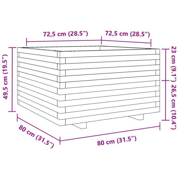 VidaXL Planter White 80x80x49.5 Cm Solid Pine Wood, Outdoor Planter, Flower Box, Tomato Planter, Planter of 3282530