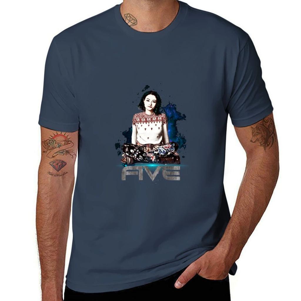 Fem mörk materia T-shirt t-shirts med tryck bomulls t-shirt 100% T-shirt