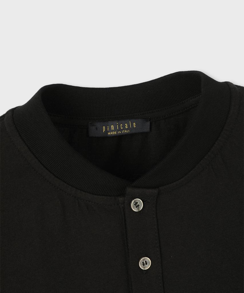 PANICALE P Patch Henley Neck Cotton T-Shirt 3 Colors