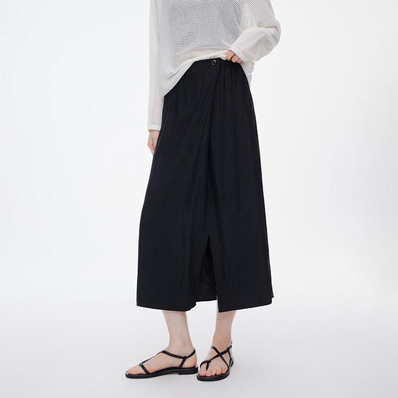 GIOVANNI VALENTINO Elegant Draped Acetate Slit Midi Skirt