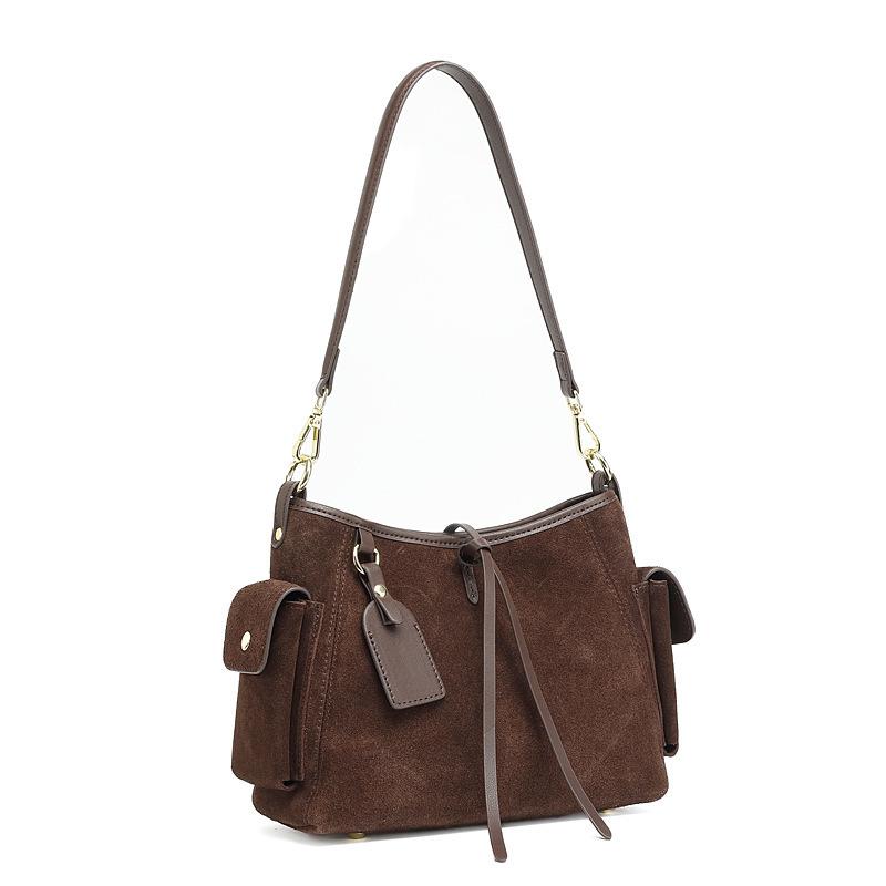 

Vintage Maillard Tote Bag Women S Genuine Leather Matte Cowhide Shoulder Underarm Bag Premium Messenger Bag 25*11*19 темно-коричневого кольору