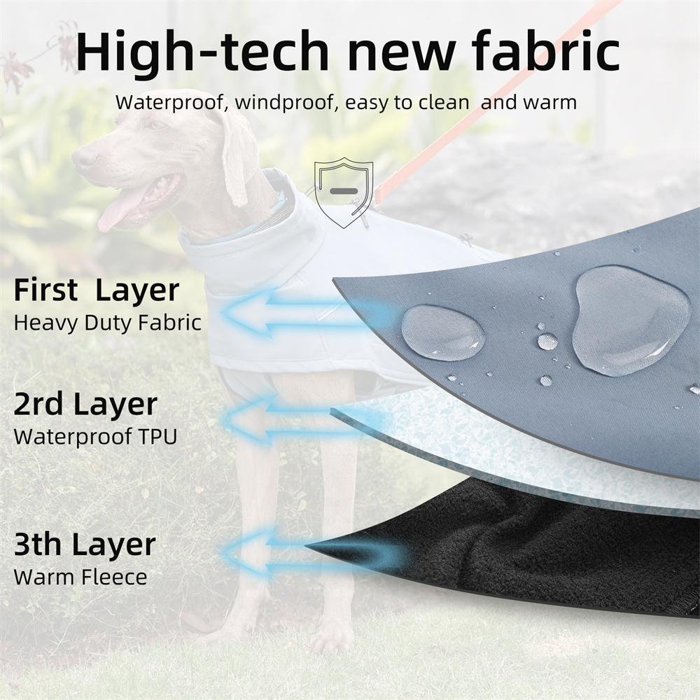 Nepromokavá bunda pro velké psy Flexibilní fleecová podšívka Soft Shell Outdoorové bundy pro psy Bezpečnostní Reflexní kabát na oblečení pro domácí mazlíčky