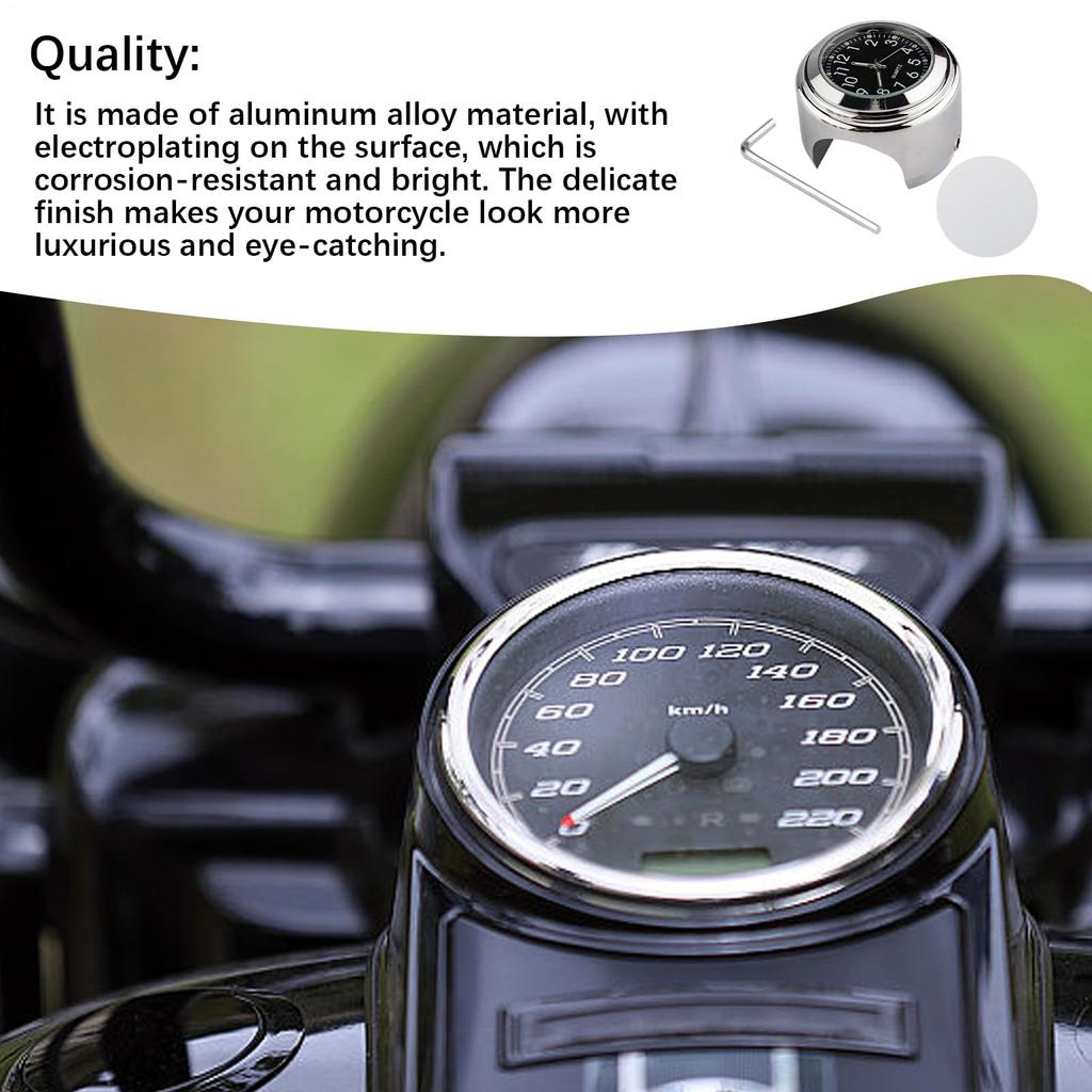 Dial Bike Clock, Bicycle Handlebar Clock, Waterproof Clock with , Glow in the Dark