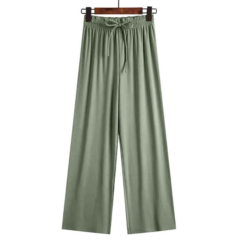 

Women s Summer Ice Silk High-Waisted Wide-Leg Pants: New 2026 Drape, Loose, Slimming, Straight-Leg, Available in Single or Two-Piece Sets 3XL (150-170 jin)