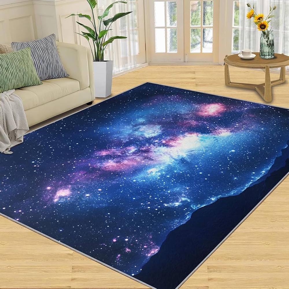 Modern Galaxy Nebula Starry Runner Rug Cosmic Universe Space Print Non Slip Carpet for Living Room Bedroom Hallway Home Decor