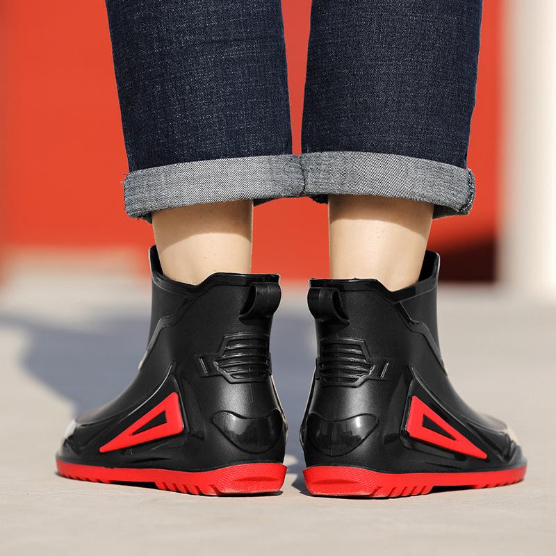 Mechanical wind and rain shoes men's summer waterproof and non-slip rain boots trendy medium tube thick-soled takeaway rider car wash