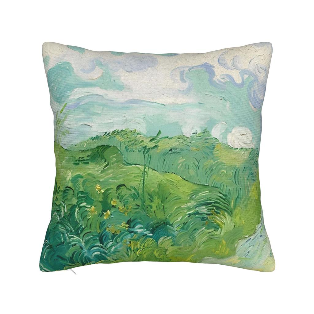 Van Gogh Wheatfield with a Reaper Pillowcase Cushion Cover Gift Oil Painting Throw Pillow Case Cover Home Wholesale 45*45cm