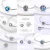 Colorful Round Inlaid Cz Zircon Charms Copper Beads Pendant Fit Original Bracelet Plata De Ley Jewelry Gift