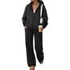 Completo Due Pezzi da Donna con Felpa e Pantaloni a Gamba Larga Tuta Casual