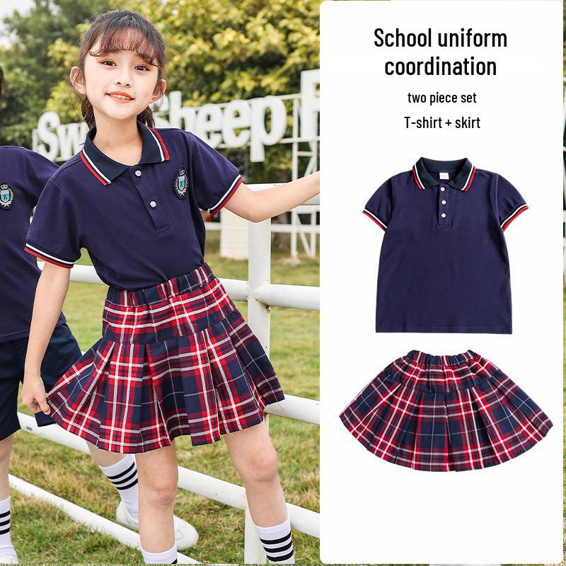 British Style Summer Kids' School Uniform Set - Boys & Girls Two-Piece Performance Wear