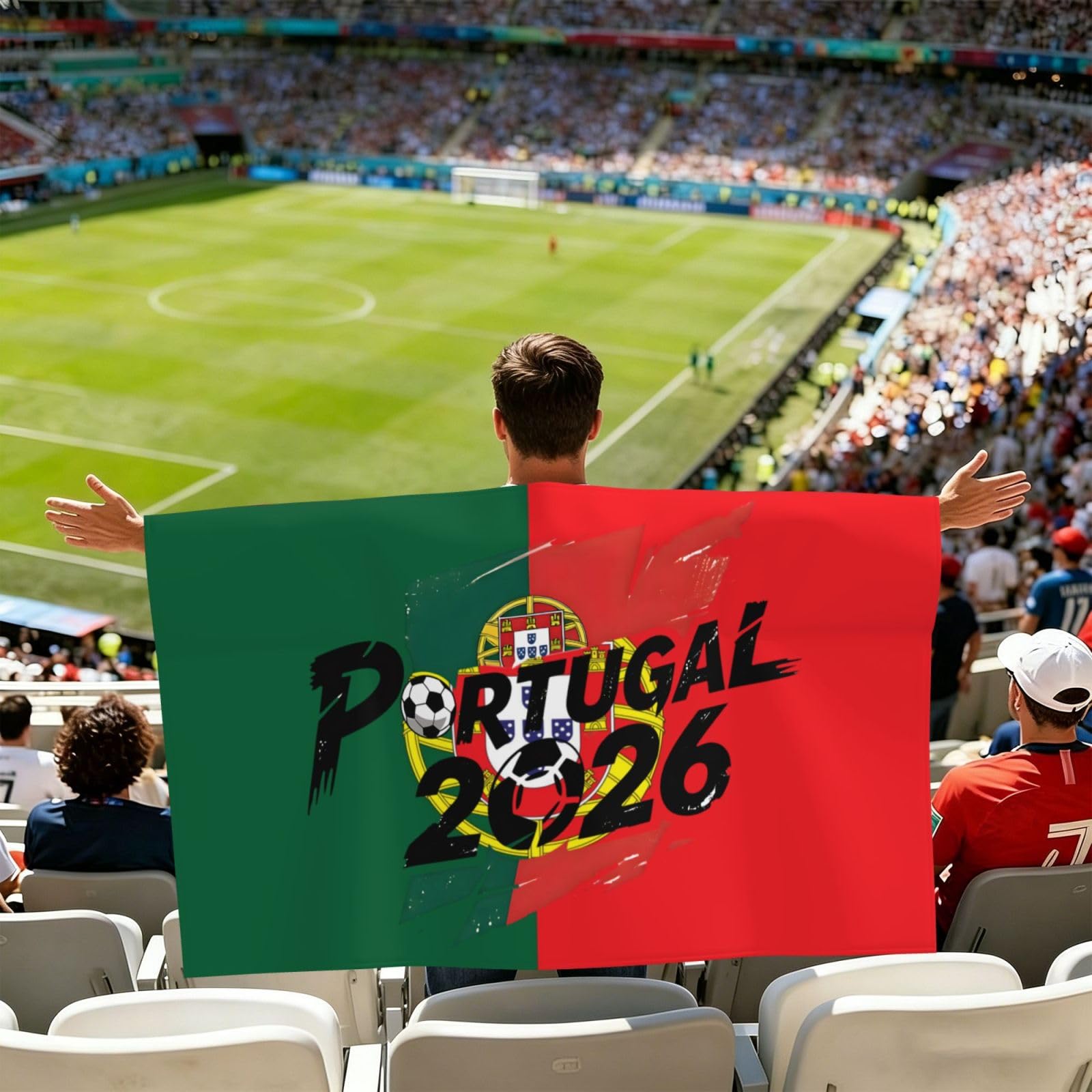 South Africa 2026 Soccer Fan Cape Lightweight Portable Supporter Flag Scarf Stadium Accessory for World Cup Events and Sports Gatherings one size