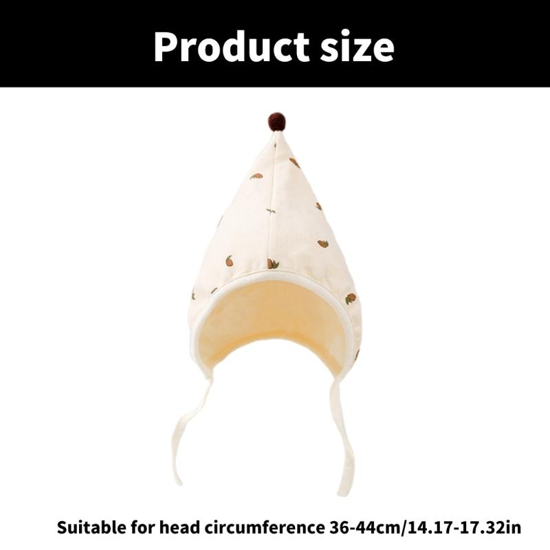 Earflap Hat with Strap Baby Hat Spring Autumn Bonnet Hat Ear Protection Caps Soft Breathable Hat for Infant 2-10 Months